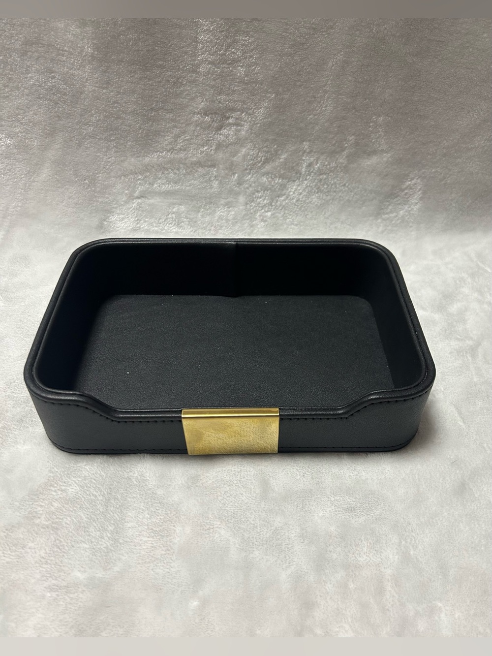 black organizer Storage Caddy Holder golden metal accent